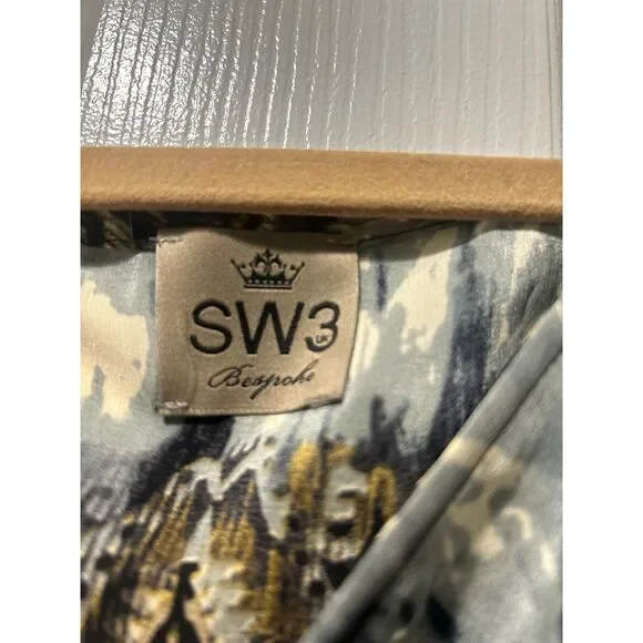 SW3 Bespoke Cold Shoulder Silk Printed Blouse Small - Picture 4 of 4